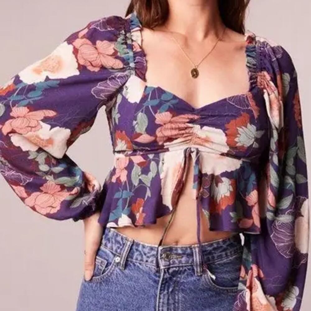 Women's Band of The Free, Floriane LS Blouse - Purple Ivory